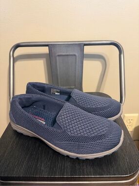 Skechers Relaxed Fit Navy Mesh Memory Foam Slip-On Comfort Shoes Sz 8